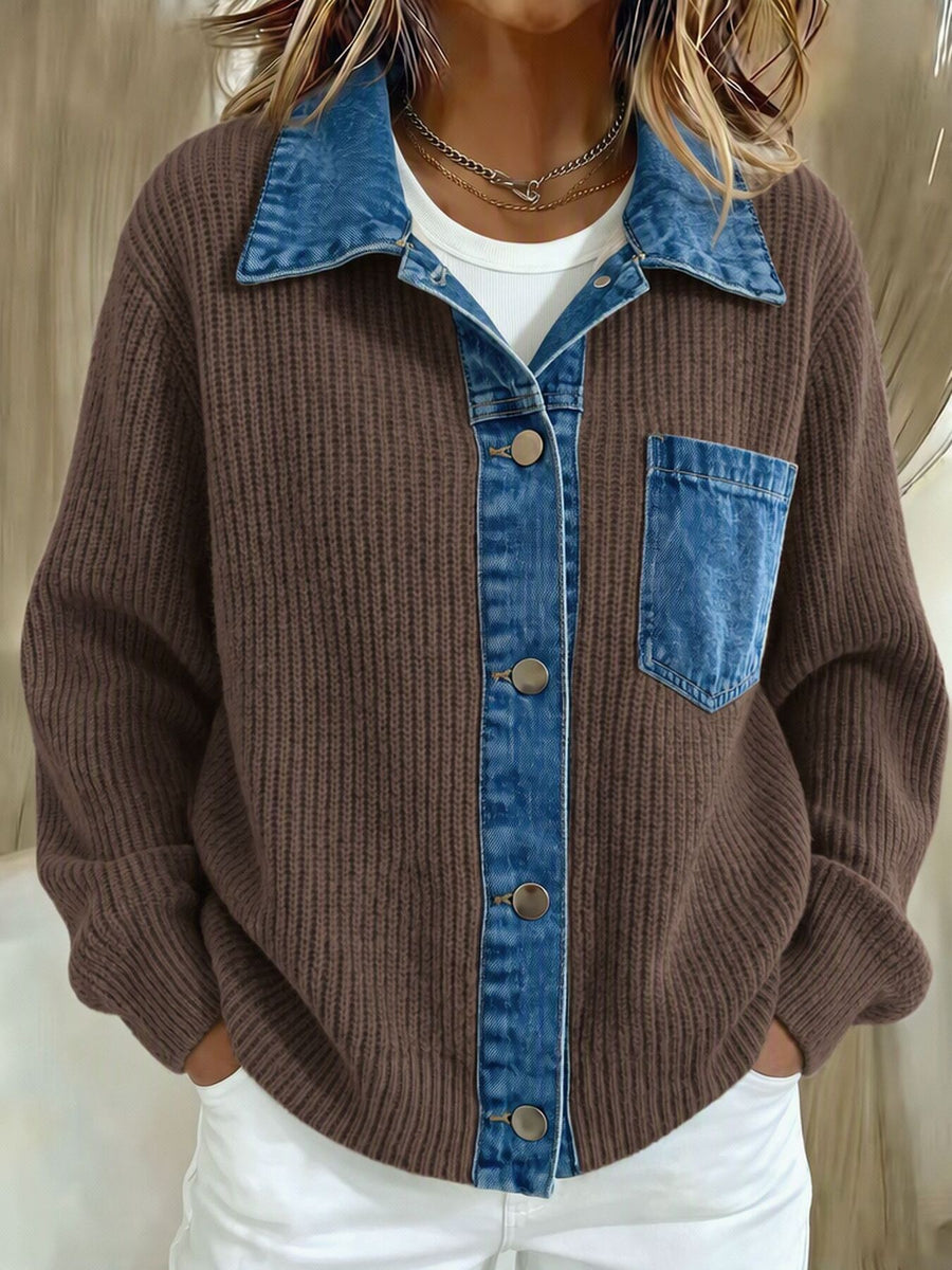 100% polyester Care instructions: Machine wash cold cardigan in Beige with relaxed silhouette