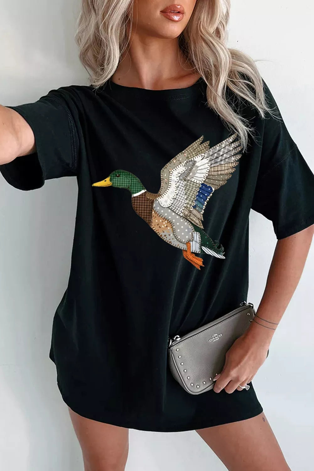 Flying Duck Graphic Round Neck T-shirt