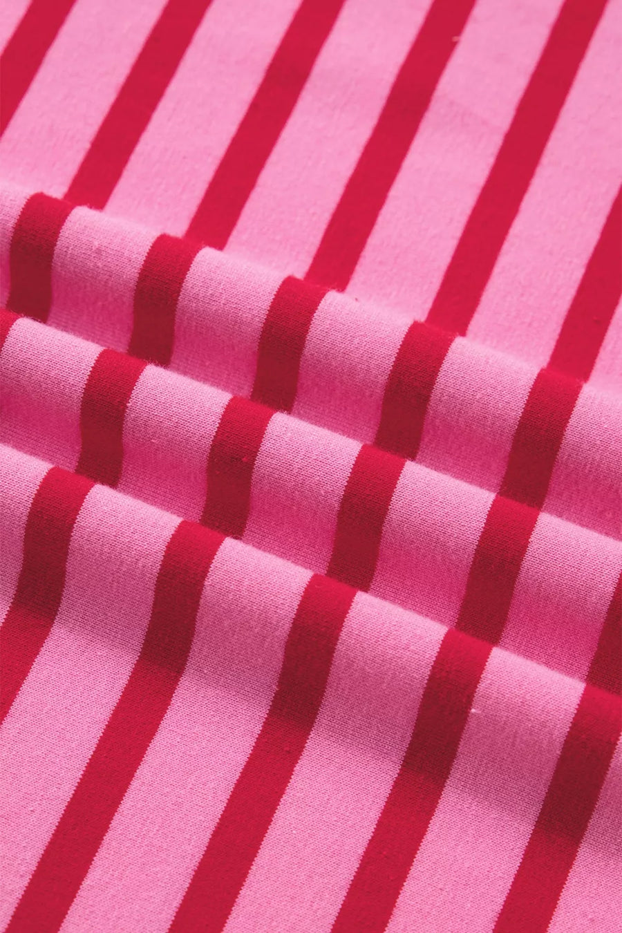 pink with red stripes Vibrant Striped Maxi Tee Dress With Scalloped Trim