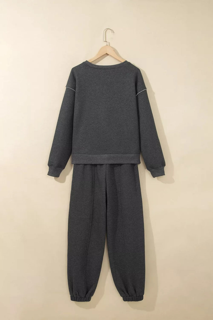 Dark Gray relaxed lounge set with crew neck