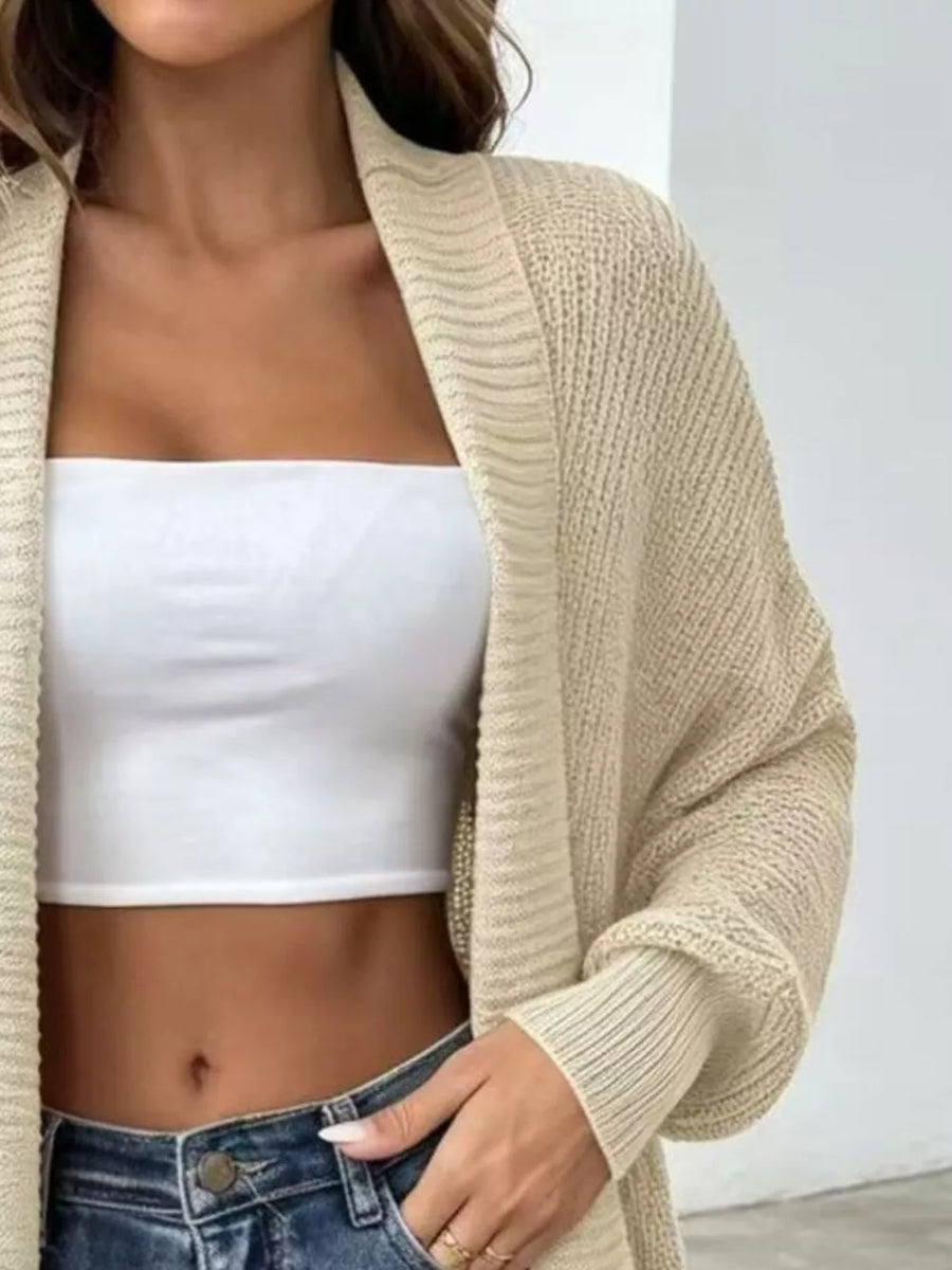 Ivory relaxed cardigan with shawl lapel