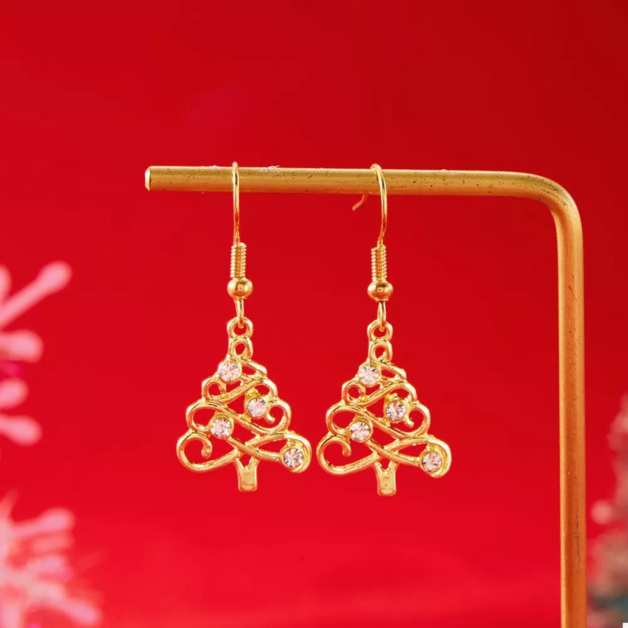 Gold earrings with dangle and fishhook