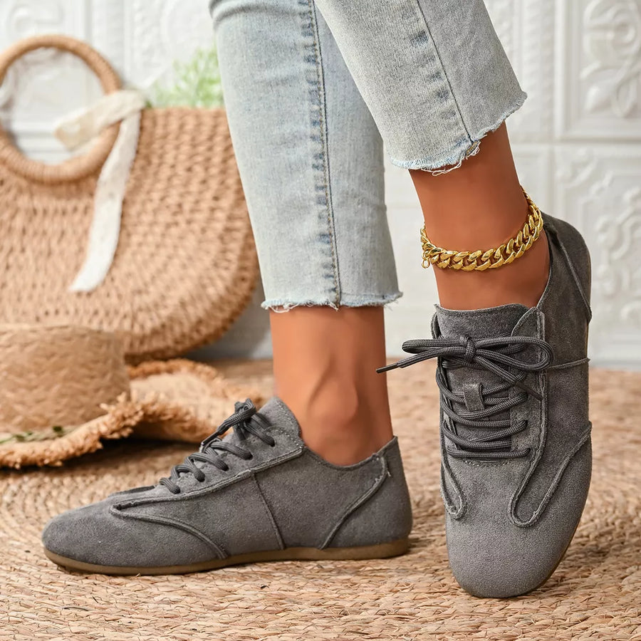 Brown with Lace Up Round Toe Sneakers in Brown