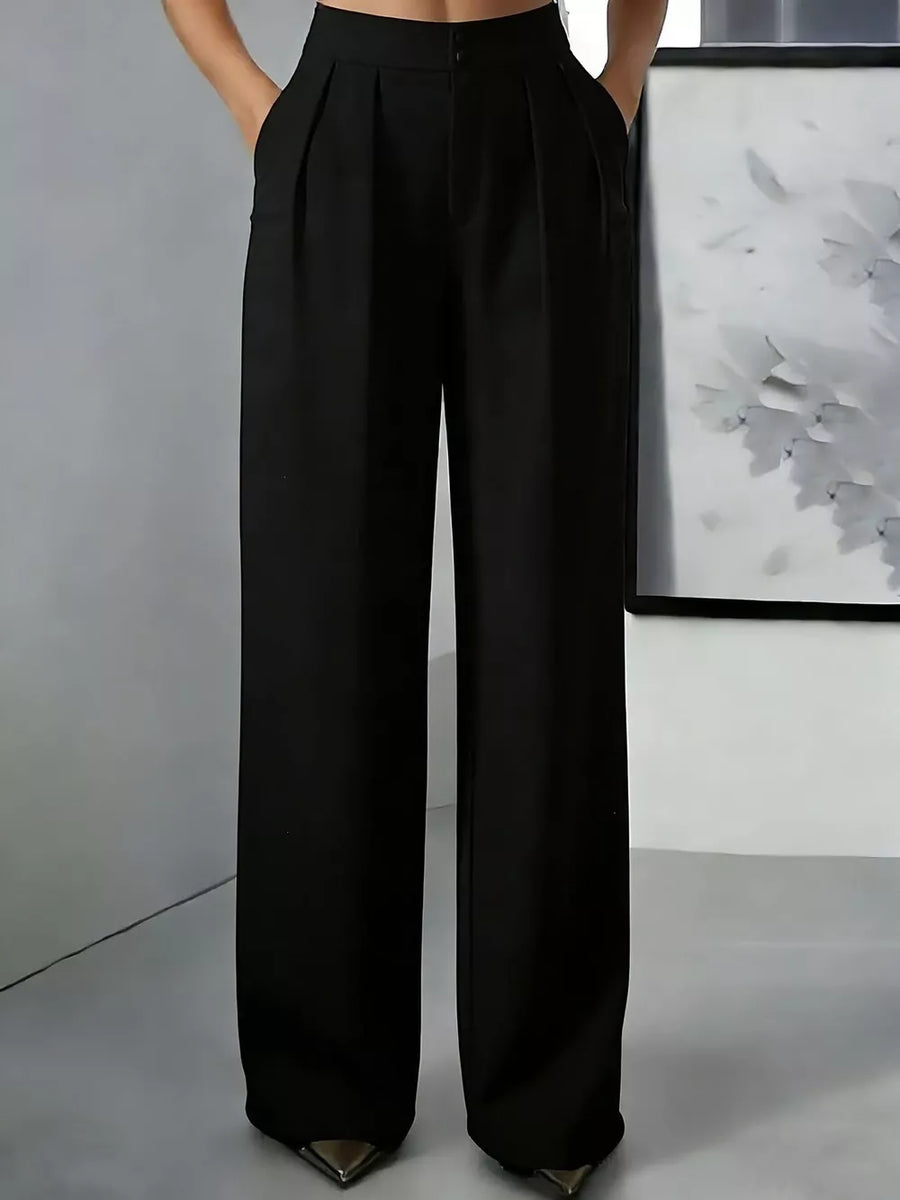 wide-leg pants in Pink with high-waisted and full-length