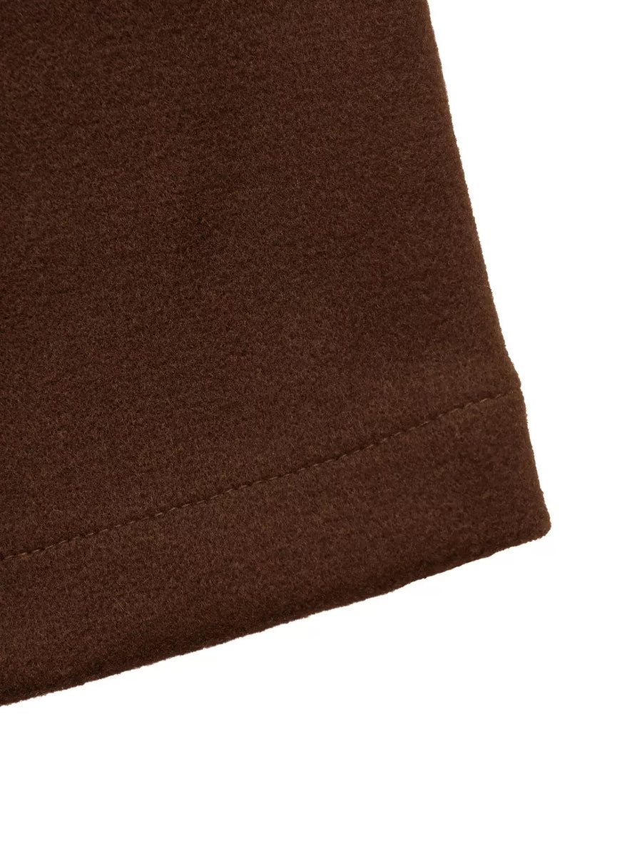 overcoat in Coffee Brown with buttoned and hip-length