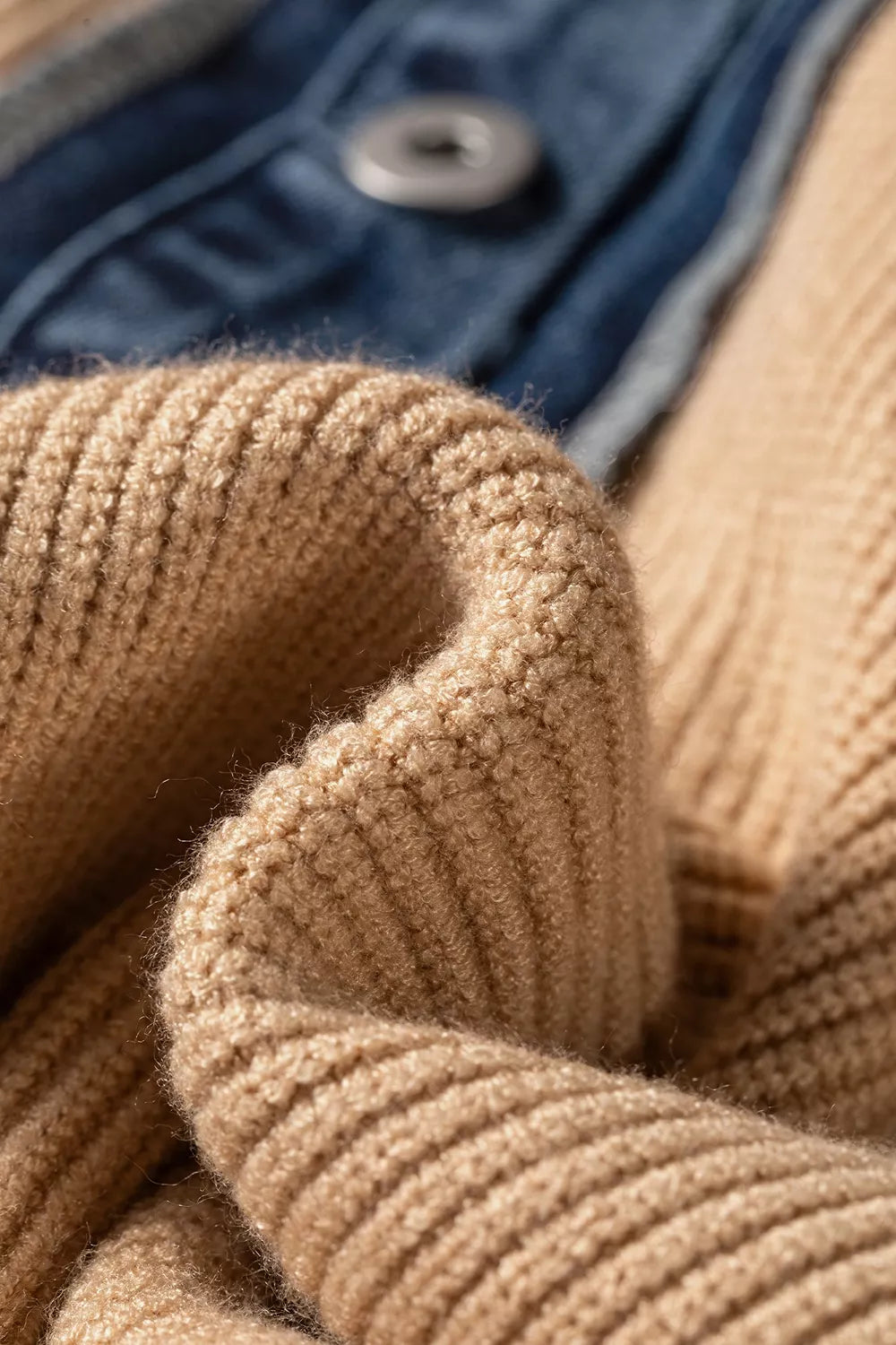 Tan regular cardigan with collared