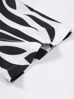 Black and white zebra print shirt with short sleeves