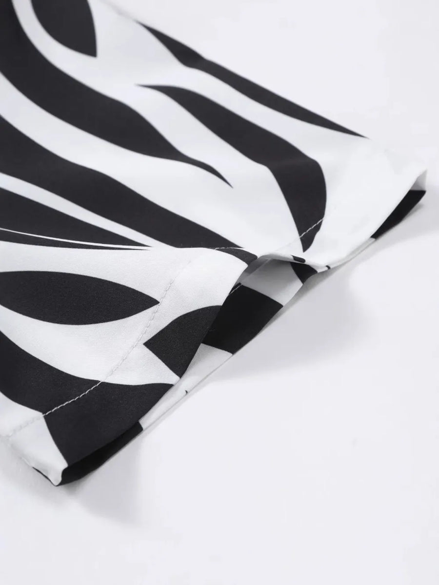 Black and white zebra print shirt with short sleeves