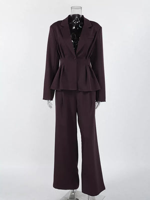 One-button Blazer And Wide-leg Pants Set option 6