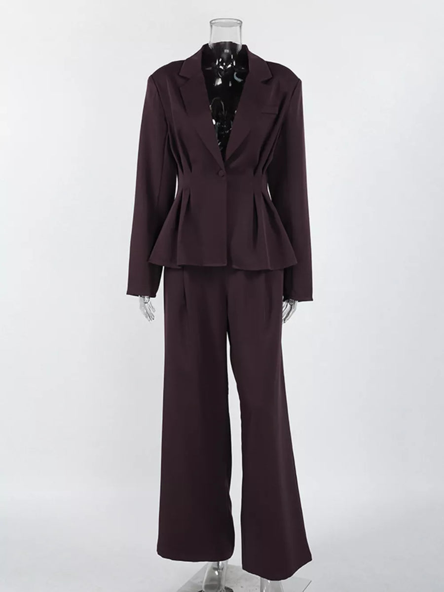 One-button Blazer And Wide-leg Pants Set option 6
