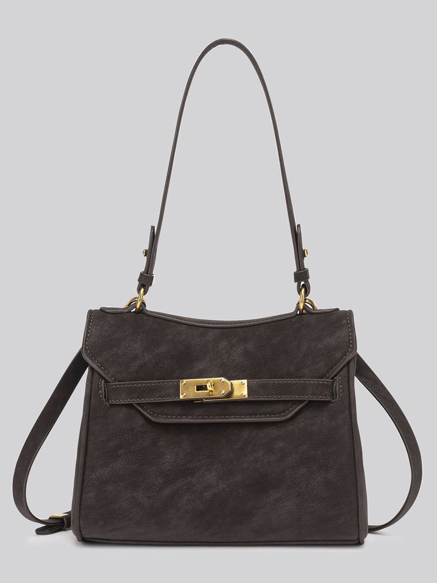 Brown crossbody bag with medium and turn-lock