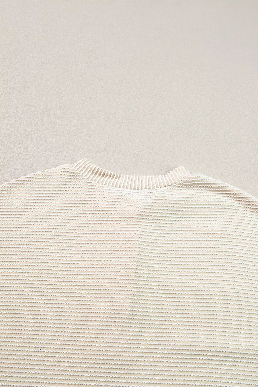 Corded Texture Lantern Sleeve Henley Sweatsuit in Ivory, view 11