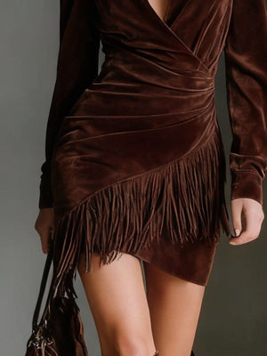 mini dress in Army Green with ruched and mini