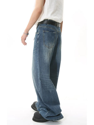 Dark Blue Men S Full Size Vintage Wash Wide Leg