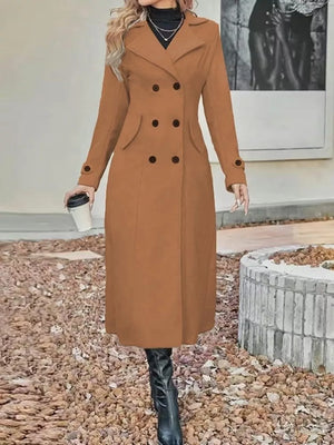Tan regular trench coat with notch lapel