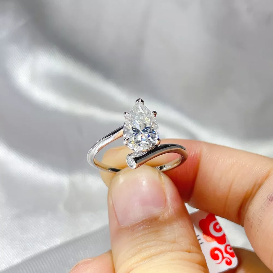 0.3 Carat Solitaire Moissanite Wrap Sterling Silver Ring option 5