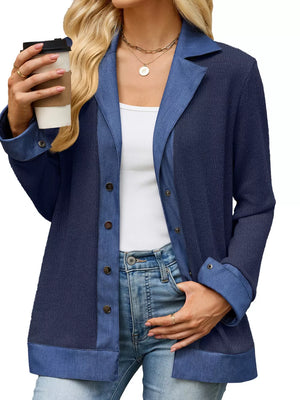 medium blue regular blazer with notch lapel