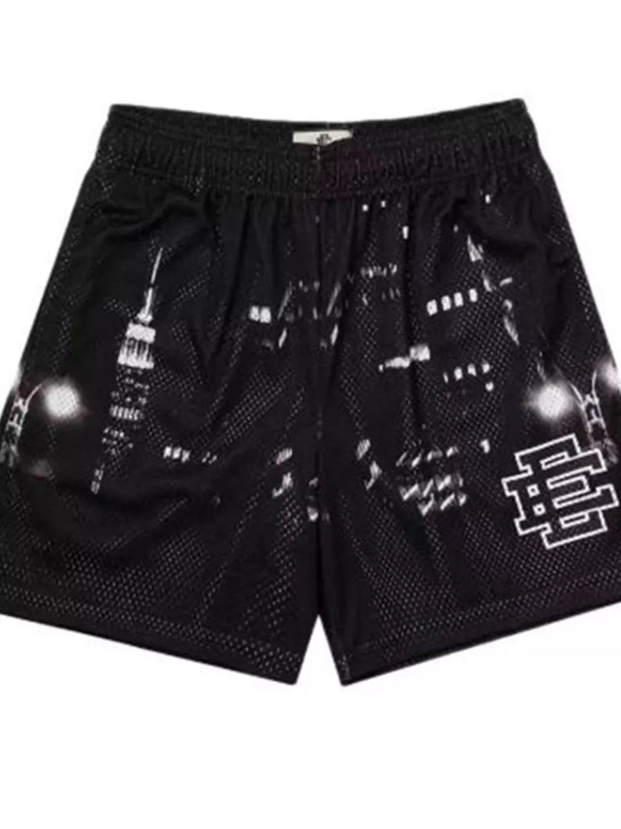 White Men's Full Size Elastic Waist Shorts