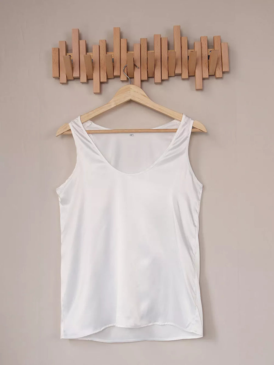 minimalist tank top in Brown with deep v-neck