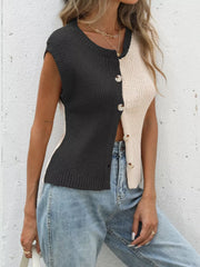 modern cardigan in Taupe with round neck