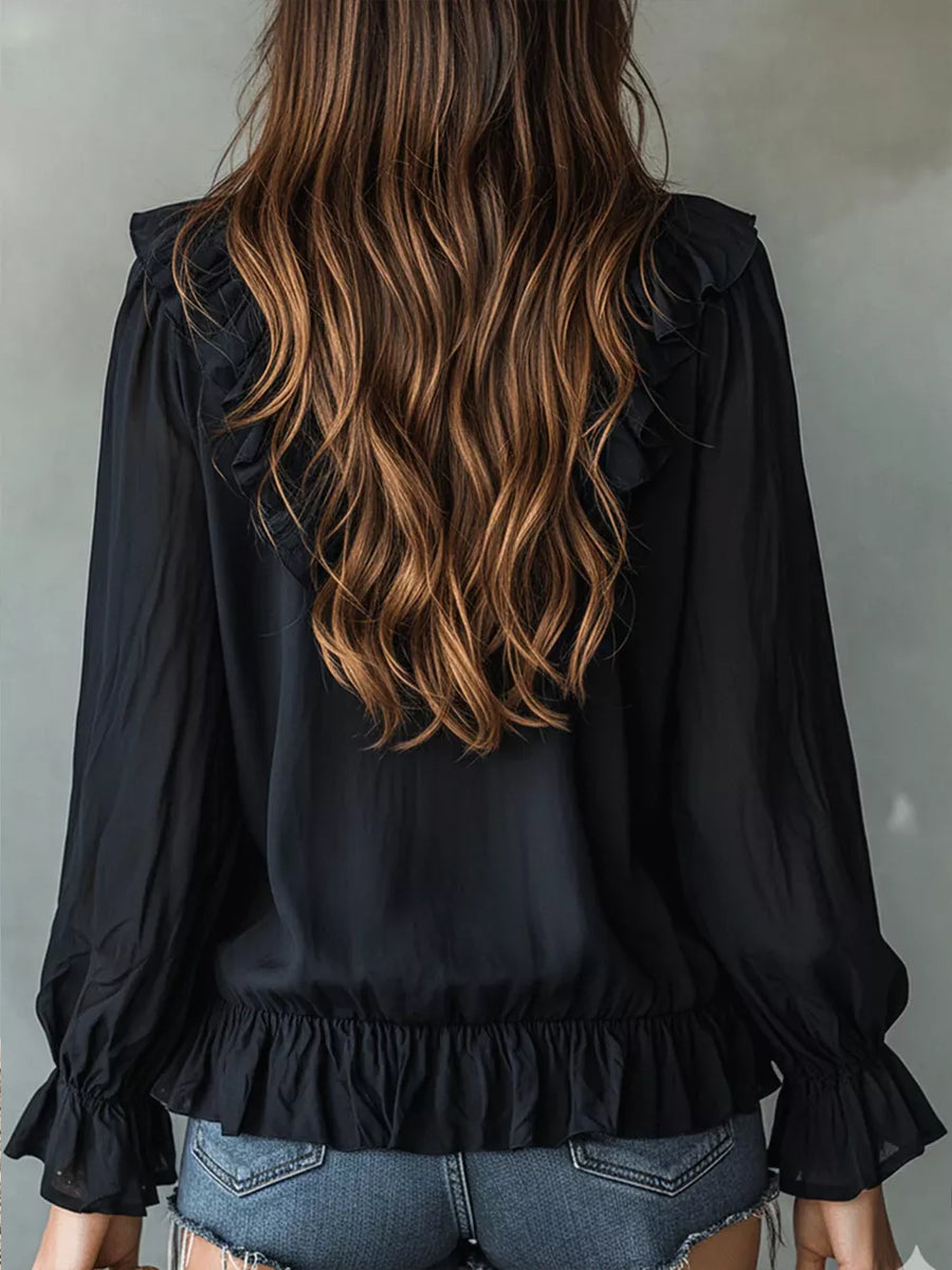romantic blouse in Burgundy with v-neck
