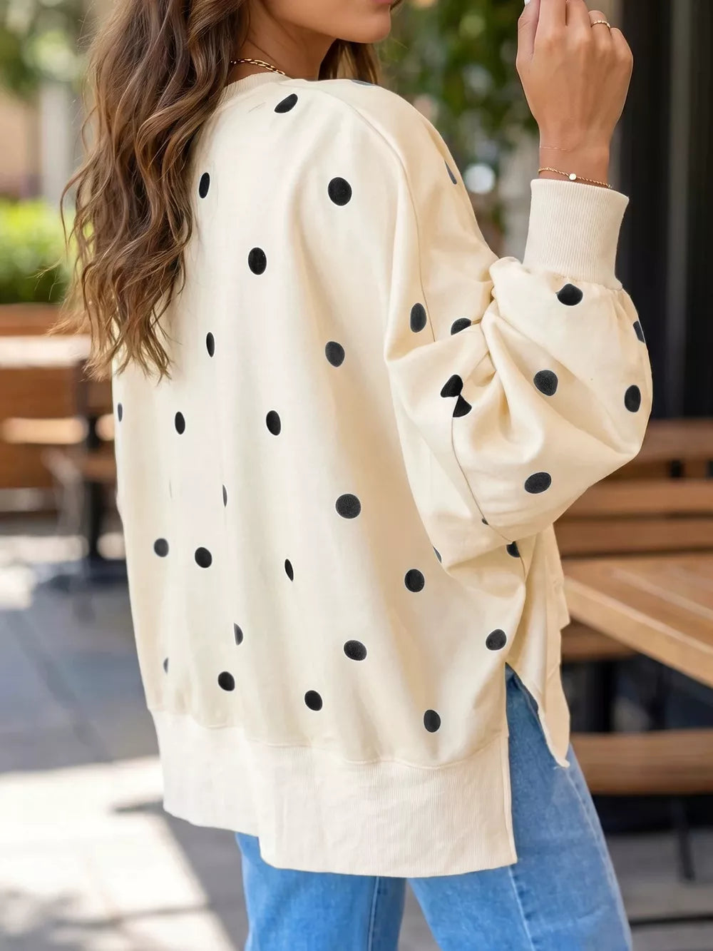 casual sweatshirt in Tan with crew neck