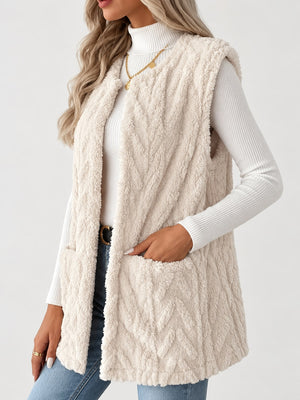 vest in Light Blue with pocketed and hip-length