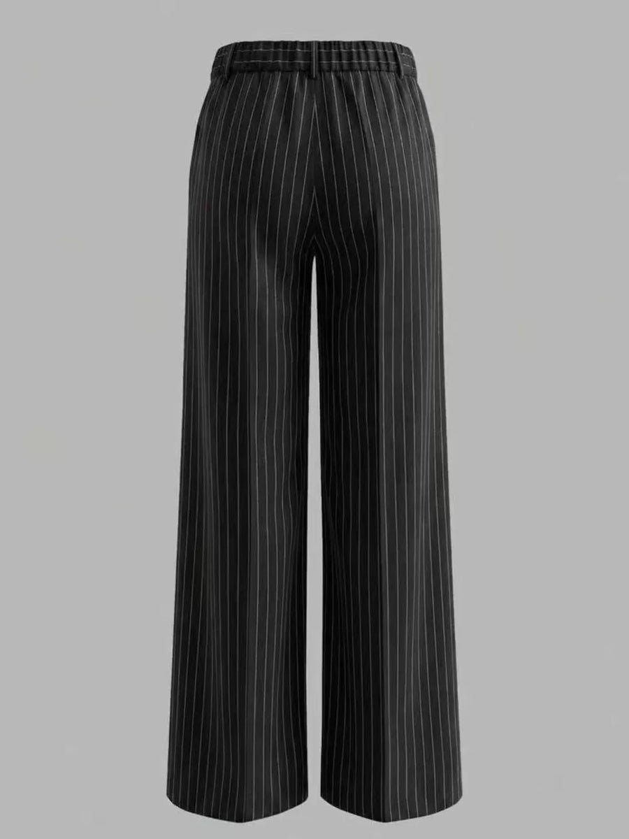100% polyester Care instructions: Machine wash cold wide-leg pants in Dark Green with flared silhouette