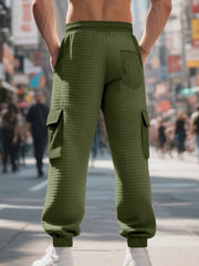 Light Gray Men's Textured Cargo Joggers Plus Size