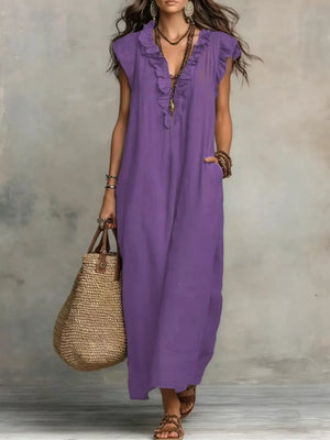 Ruffled V-neck Maxi Dress, view 12