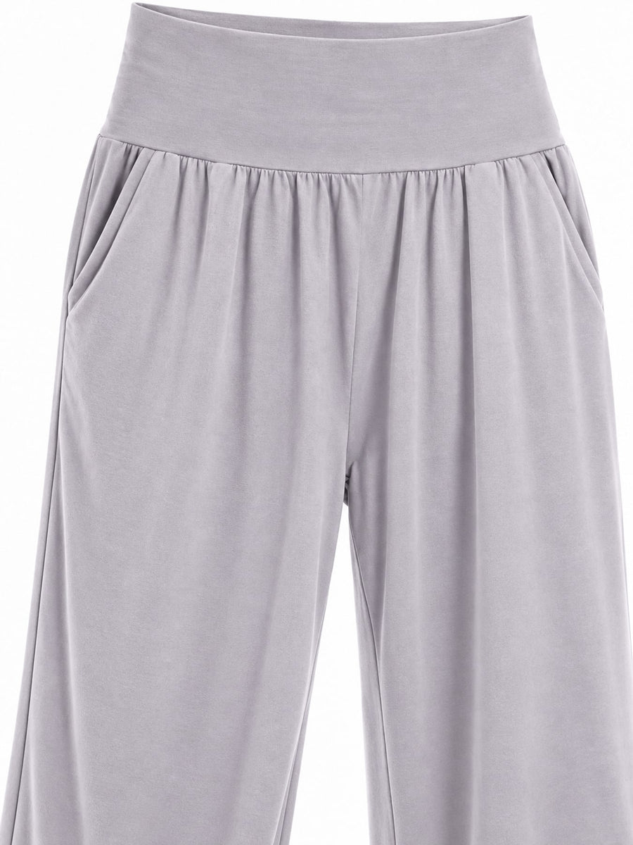 Polyester and spandex blend wide-leg pants in Navy with relaxed silhouette