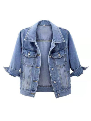 classic denim jacket in Blue with collared