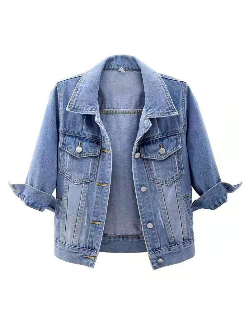classic denim jacket in Blue with collared