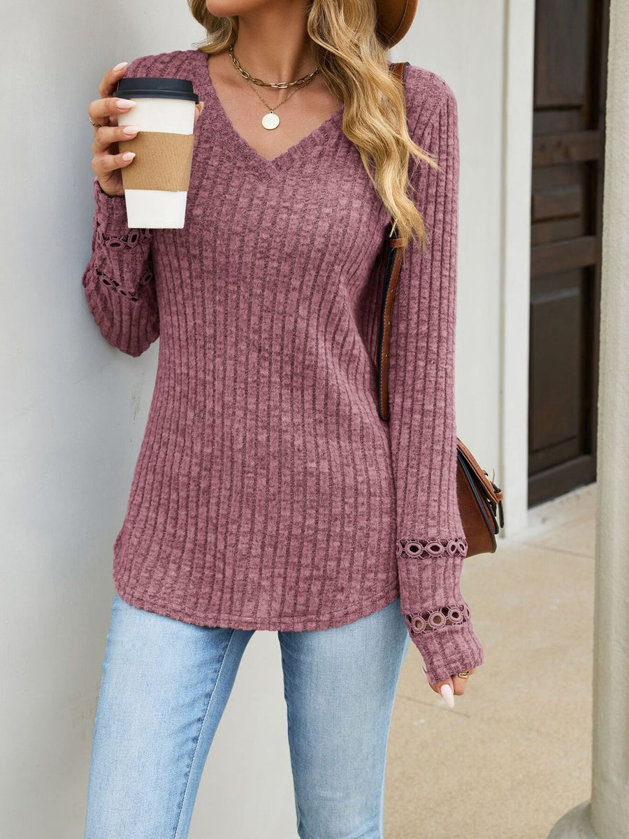 Black regular v-neck sweater with v-neck
