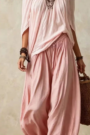 Off-shoulder Top And Wide-leg Pants Set Plus Size in Gray, view 12