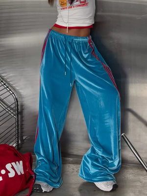 Pink Velvet Wide-leg Pants