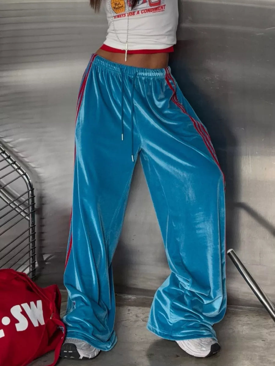 Pink Velvet Wide-leg Pants