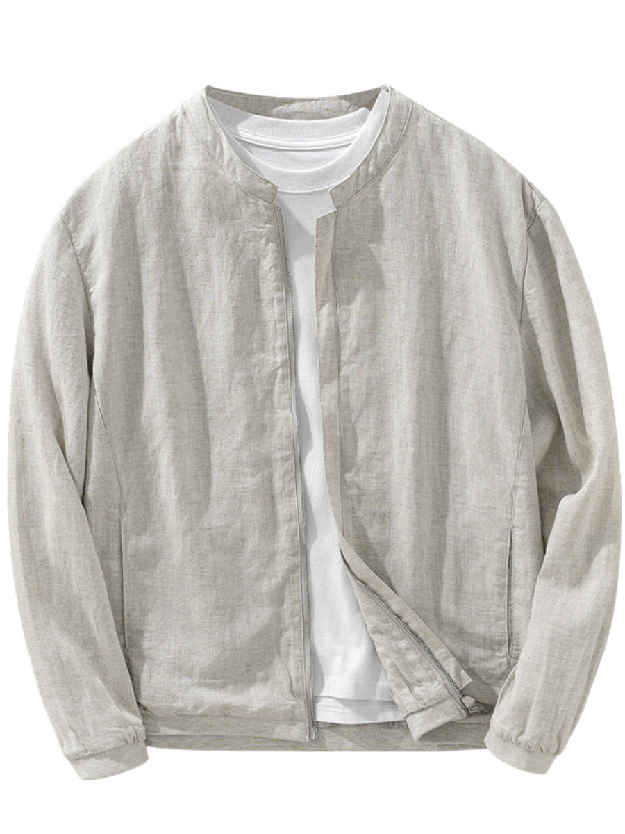 75% Lyocell, 25% Linen Care instructions: Machine wash cold bomber jacket in Light Gray with regular silhouette