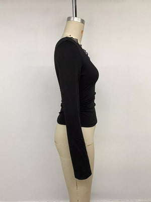 one-shoulder top in Black with one-shoulder and long sleeve