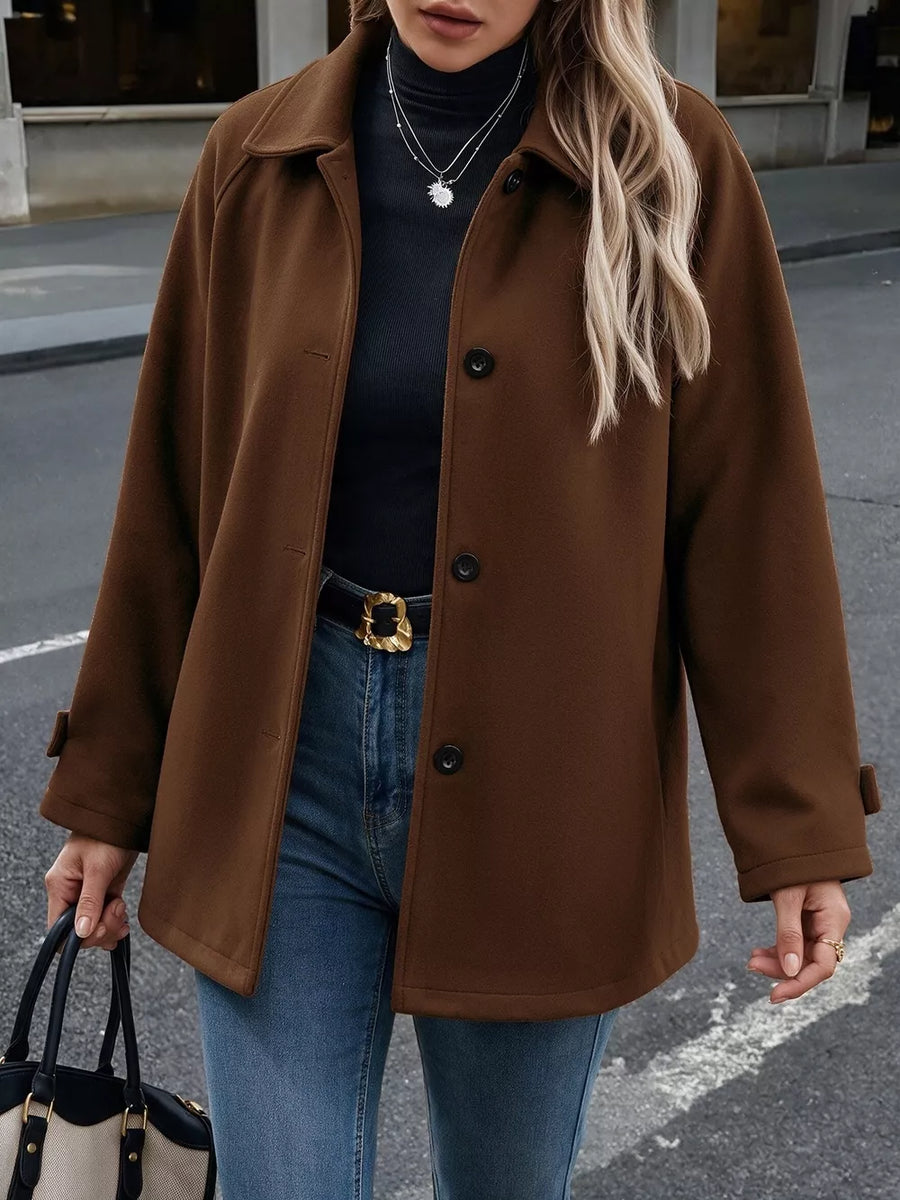 100% polyester Care instructions: Machine wash cold overcoat in Coffee Brown with relaxed silhouette