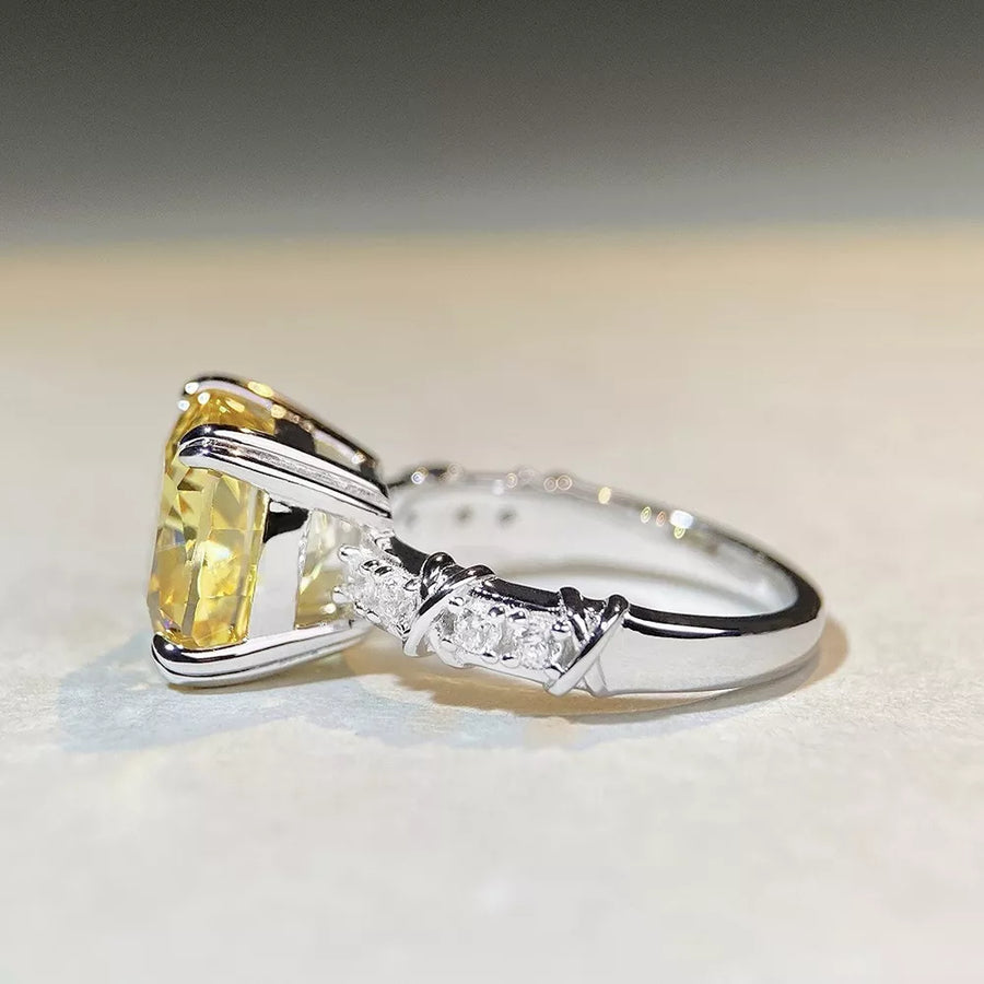 925 Sterling Silver Zircon Geometric Ring in Yellow with zircon stone