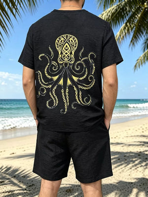 Black Men S Full Size Round Neck Tee