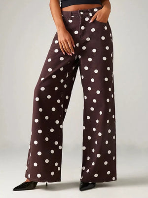 wide-leg jeans in chocolate brown featuring pocketed and wide-leg fit