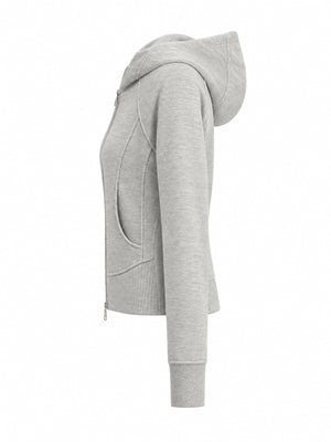 Light Gray zip hoodie with cropped and zip-front