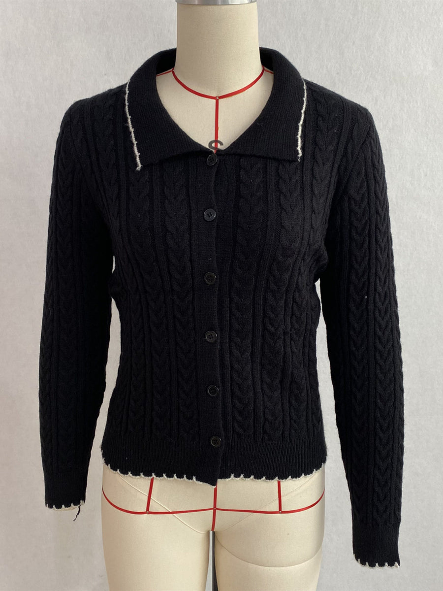cardigan in Gray with cable knit and cable-knit
