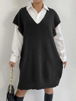 100% polyester Care instructions: Machine wash cold sweater vest in brown with oversized silhouette
