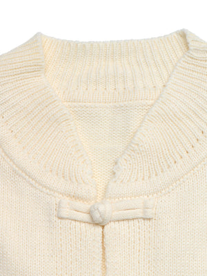 cream cardigan with contrast stripes and long sleeve
