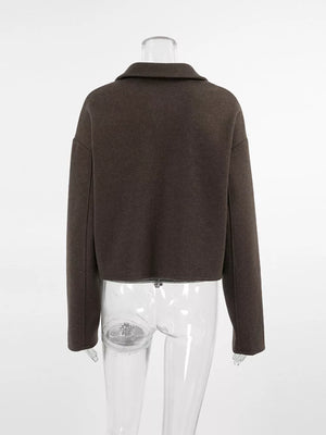 Khaki relaxed jacket with collared