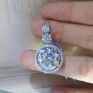 11.5 Carat Moissanite 925 Sterling Silver Pendant Necklace in silver with moissanite stones