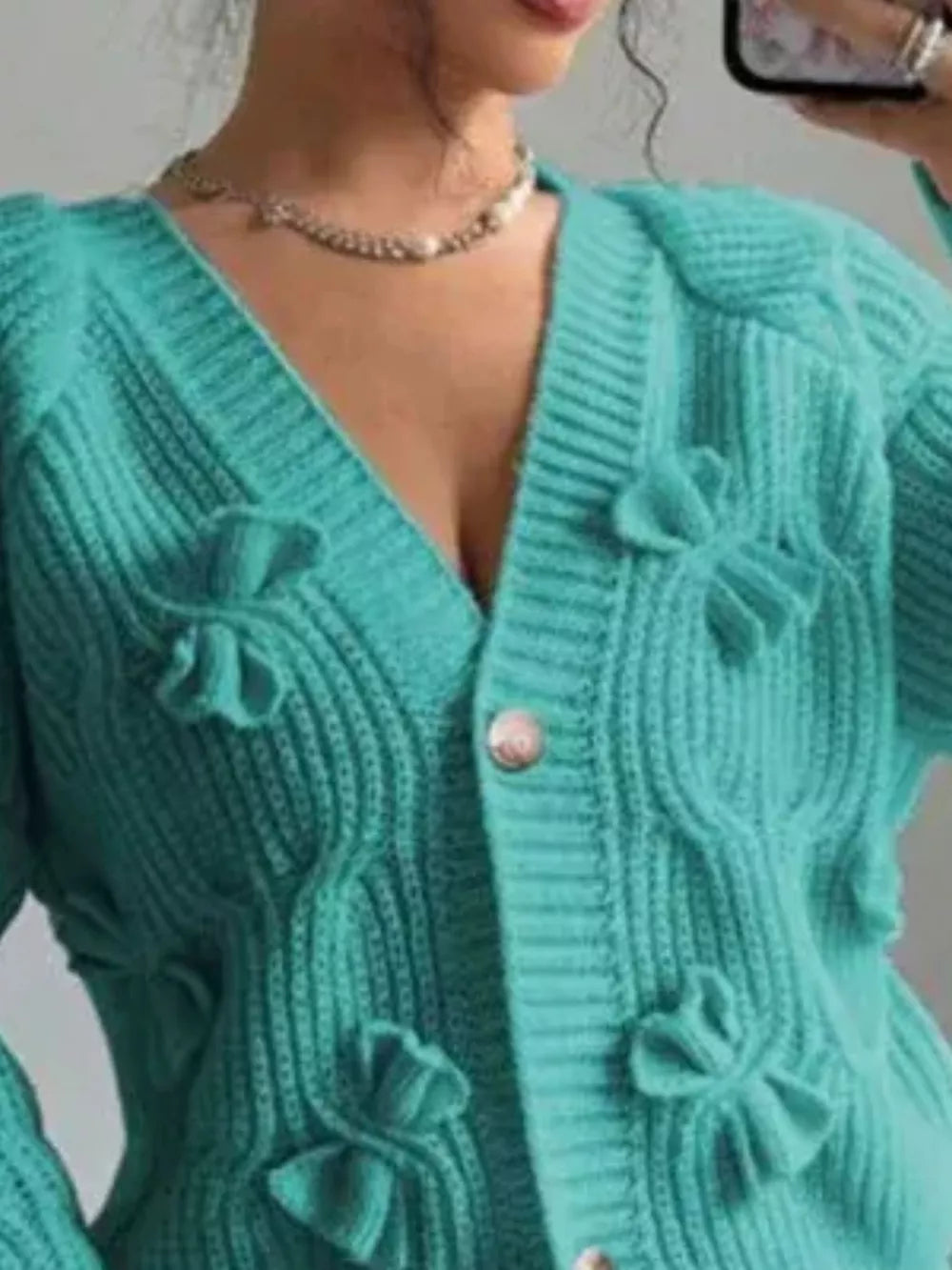 cardigan in Pink with cable knit and waist-length